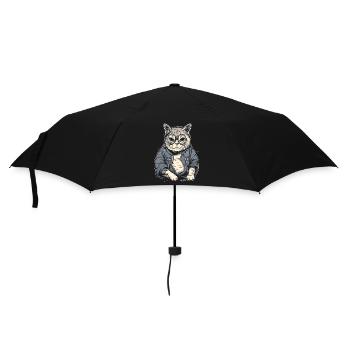 Elderly, intelligent granny or grandpa cat with glasses - Umbrella (small) - black - Front