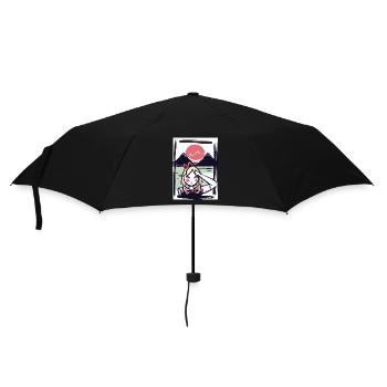 Japanisches Mädchen in Japan unter der roten Sonne - Regenschirm (klein) - Schwarz - Vorne