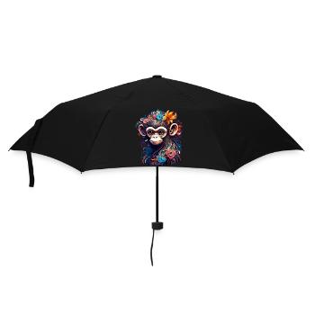 Cute Monkey / Monkey Girl / Cute / Hair Bow - Umbrella (small) - black - Front