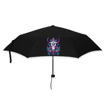 Bull Skull Feather Mandala - Umbrella (small) - black - Front
