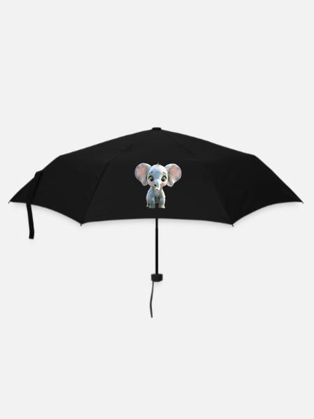 Elefant Afrika Safari Wildnis Liebe Süße Elefanten - Regenschirm (klein) - Schwarz
