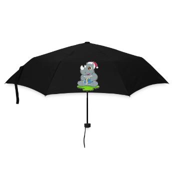 Nashorn Weihnachten Weihnachtsmütze - Regenschirm (klein) - Schwarz - Vorne