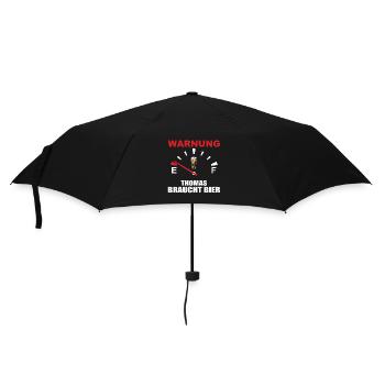 Humorvolles Bierwarnungs-Design - Regenschirm (klein) - Schwarz - Vorne