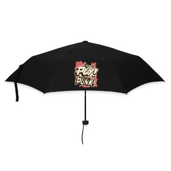 Cartoon Punk Schwein - Regenschirm (klein) - Schwarz - Vorne