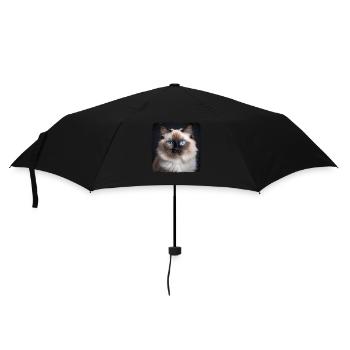 Birman Cat Birma Katze - Regenschirm (klein) - Schwarz - Vorne