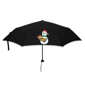 Snowman Christmas Pizza - Umbrella (small) - black - Front