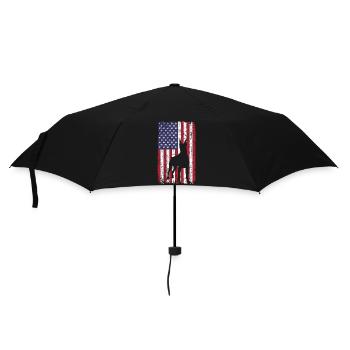 Doberman Pinscher chien avec drapeau des États-Unis - Parapluie standard - noir - Devant