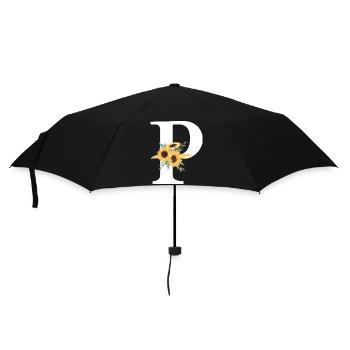Letter p floral sunflower - Umbrella (small) - black - Front