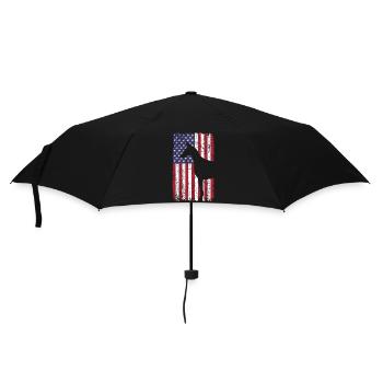 Doberman Pinscher chien avec drapeau des États-Unis - Parapluie standard - noir - Devant