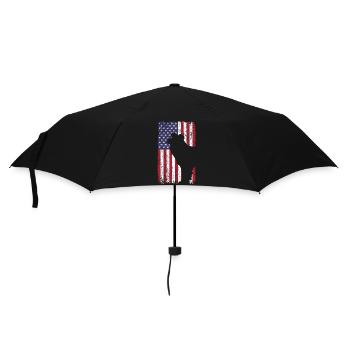 Deutsch Kurzhaar Hund mit USA Flagge - Regenschirm (klein) - Schwarz - Vorne