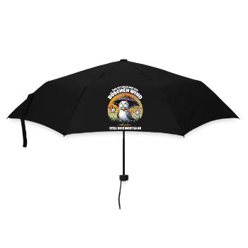 Lustige Möwe im Sturm Lustiger Spruch Büschen Wind - Regenschirm (klein) - Schwarz - Vorne