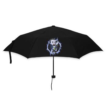 Der Roboterjunge mit einem Halbton-Hintergrund - Regenschirm (klein) - Schwarz - Vorne