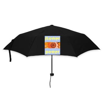 Blauer Himmel: Flower Power mit Orangenblüten - Regenschirm (klein) - Schwarz - Vorne