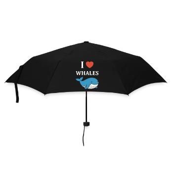 Baleines bleu Amour baleine - Parapluie standard - noir - Devant