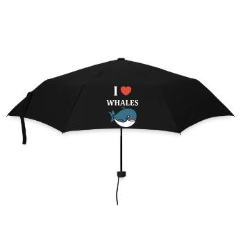 Baleines bleu Amour baleine - Parapluie standard - noir - Devant