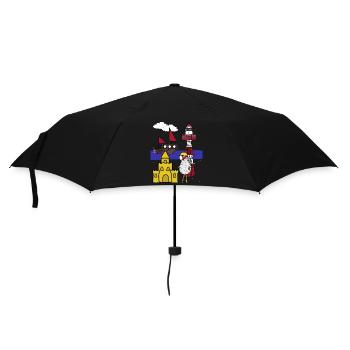Artisan Chicken Sandcastle Construction Site Beach - Umbrella (small) - black - Front