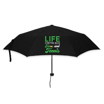 Das Leben ist besser mit Tacos und Tenniskopie - Regenschirm (klein) - Schwarz - Vorne