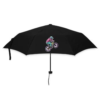 Mountainbikerin - Regenschirm (klein) - Schwarz - Vorne
