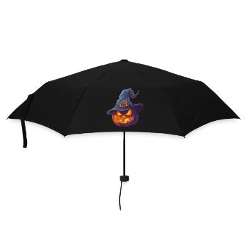 Citrouille effrayante avec chapeau de sorcière - Parapluie standard - noir - Devant