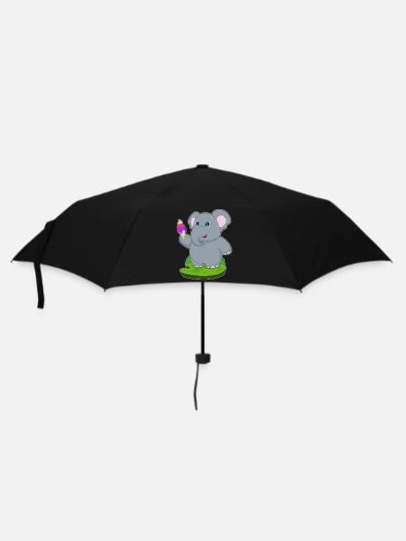 Elefant Waffeleis - Regenschirm (klein) - Schwarz