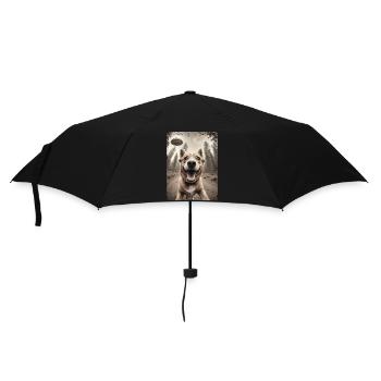 Hunde Selfie Außerirdisches Raumschiff Lustiges - Regenschirm (klein) - Schwarz - Vorne