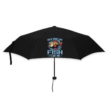 Männer wollen mich Fisch Angst mich T-Shirts Angeln - Regenschirm (klein) - Schwarz - Vorne