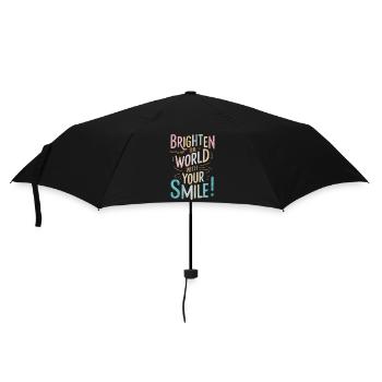 Erhelle Die Welt Mit Deinem Lächeln - Regenschirm (klein) - Schwarz - Vorne