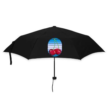 Rockabilly Retro Vintage Cherries Cherry Fruit - Umbrella (small) - black - Front