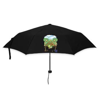 Frosch Gärtner Gartenarbeit Entspannung - Regenschirm (klein) - Schwarz - Vorne