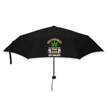 Hanf - Gartenarbeit löst Probleme - Bier Spruch - Regenschirm (klein) - Schwarz - Vorne