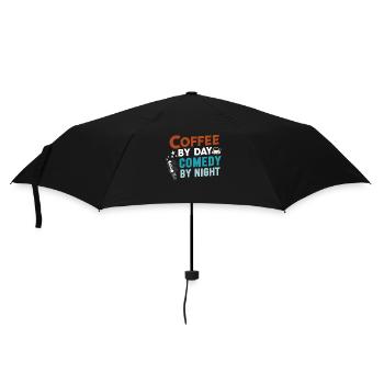 Kaffee bei Tag Comedy bei Nacht Komiker - Regenschirm (klein) - Schwarz - Vorne