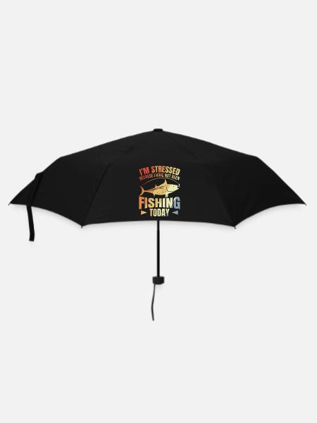 Angeln Motivation Spruch - Regenschirm (klein) - Schwarz