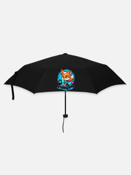Musiker Fuchs DJ - Regenschirm (klein) - Schwarz
