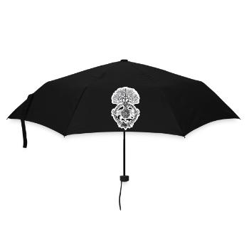 Keltischer Lebensbaum mit runden Wurzeln - Regenschirm (klein) - Schwarz - Vorne