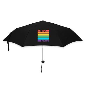 Sei du LGBTQ Schwul Lesbisch Pride Verbündeter Regenbogenflagge - Regenschirm (klein) - Schwarz - Vorne