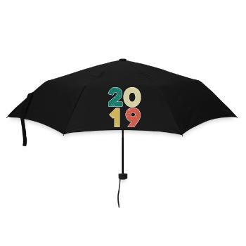 2019 - Jahrgang 2019 - Baujahr 2019 - Regenschirm (klein) - Schwarz - Vorne