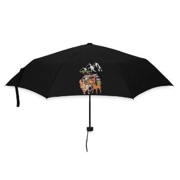 Katze Wilder Westen Natur Kind Kinder Reiter Esel - Regenschirm (klein) - Schwarz - Vorne