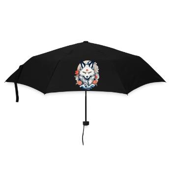 White Kitsune Fox Japanese Cherry Blossoms - Umbrella (small) - black - Front