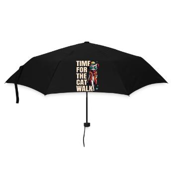 Cat Runway Fashion "Time for the Catwalk" Saying - Umbrella (small) - black - Front