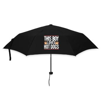 Hot Dog Adult Boy This Boy Loves - Regenschirm (klein) - Schwarz - Vorne
