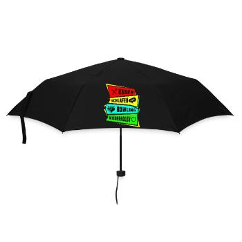 Essen Schlafen Bowling wiederholen - Regenschirm (klein) - Schwarz - Vorne