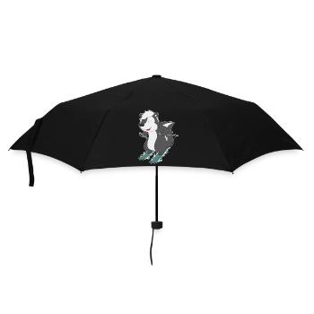 Stinktier Skifahrer Ski - Regenschirm (klein) - Schwarz - Vorne