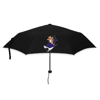 Kitten Riding A Shark Funny Cute Cat Graphic Pun - Umbrella (small) - black - Front