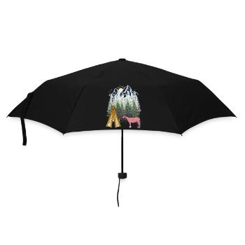 Shaman Horse Teepee Mountain Mountains Forest Nature USA - Umbrella (small) - black - Front