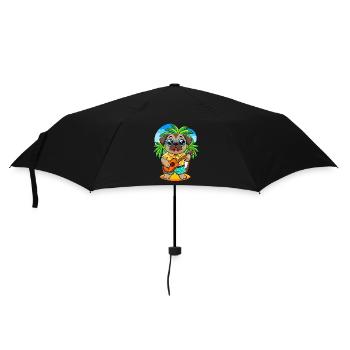 Funny Pug Dog Cartoon Summer Beach Sunglasses - Umbrella (small) - black - Front