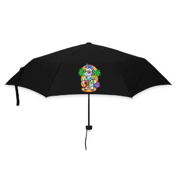 Lustige Einhorn Cartoon Sommer Strand Sonnenbrille - Regenschirm (klein) - Schwarz - Vorne