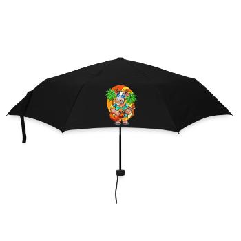 Lustige Kuh Cartoon Sommer Strand Sonnenbrille Gitarre - Regenschirm (klein) - Schwarz - Vorne