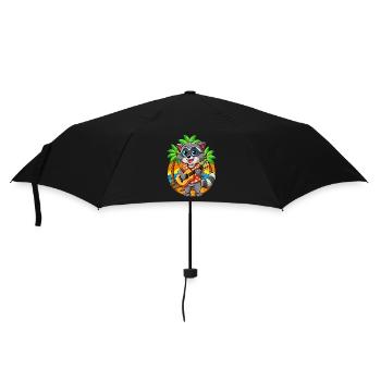 Funny Raccoon Summer Beach Sunglasses Hawaiian - Umbrella (small) - black - Front