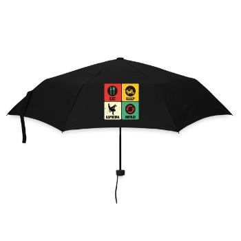 Essen Schlaf Capoeira Wiederholen - Regenschirm (klein) - Schwarz - Vorne
