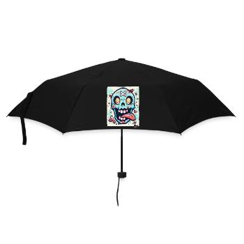 Crazy, Funny, Crazy-Colorful Skull - Umbrella (small) - black - Front
